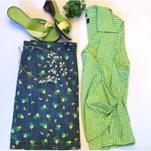 Italian Shoemakers Wedge Sandal, Green & Yellow 9